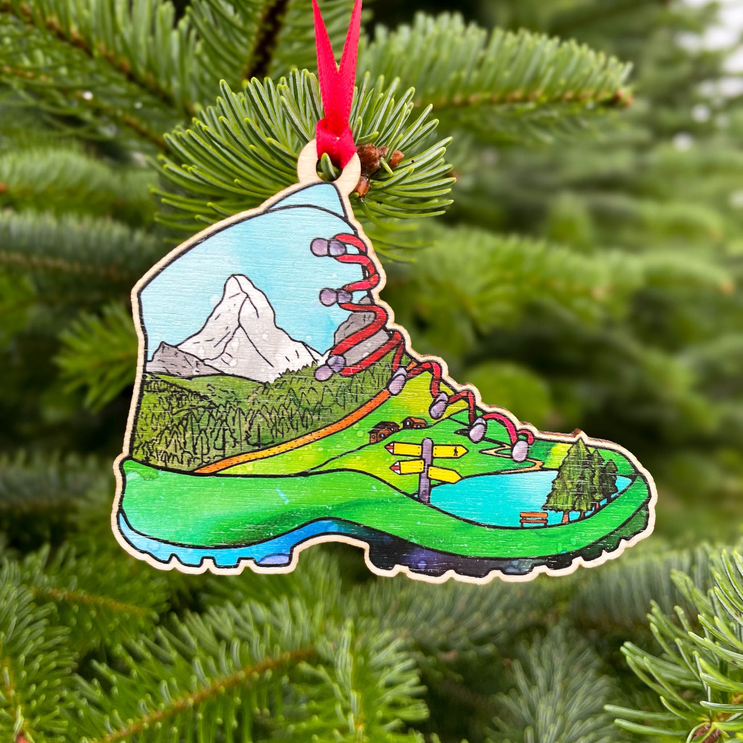Hiking Boot Decoration -  Keepsake & Swiss Souvenir featuring The Matterhorn