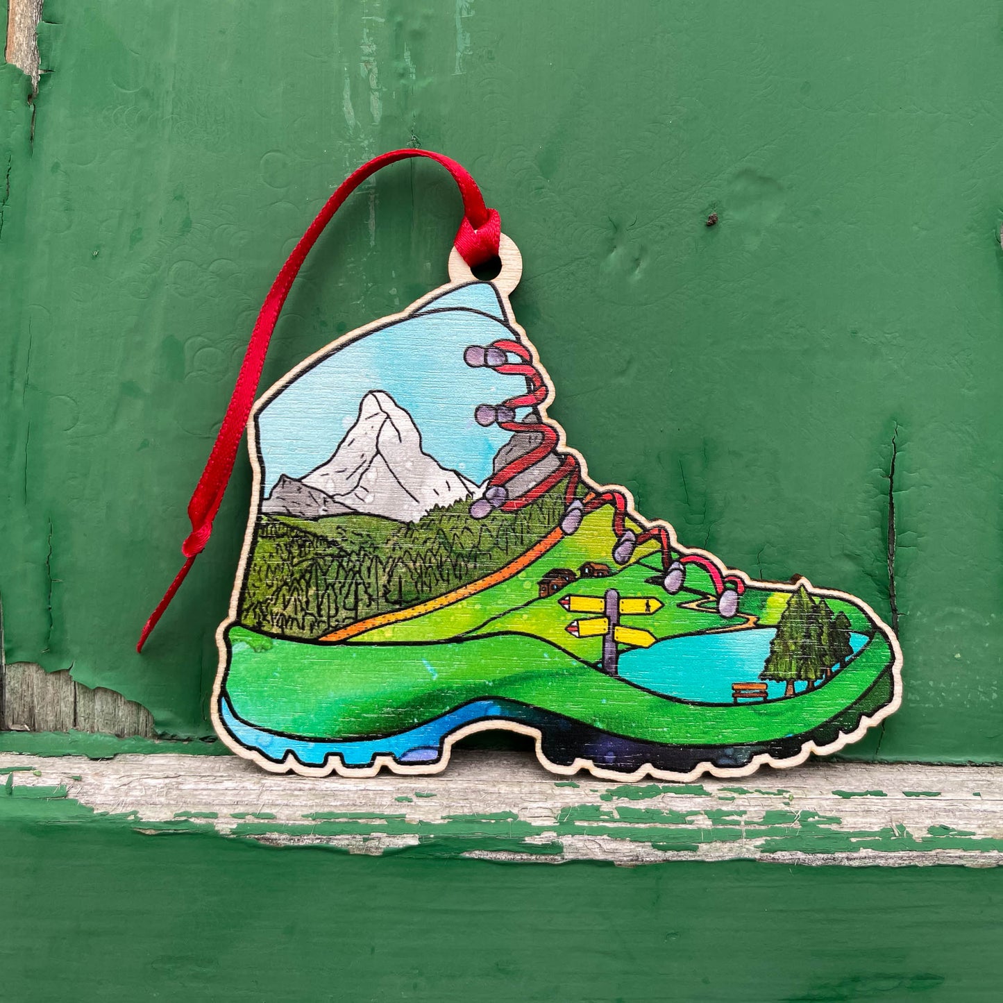 Hiking Boot Decoration -  Keepsake & Swiss Souvenir featuring The Matterhorn