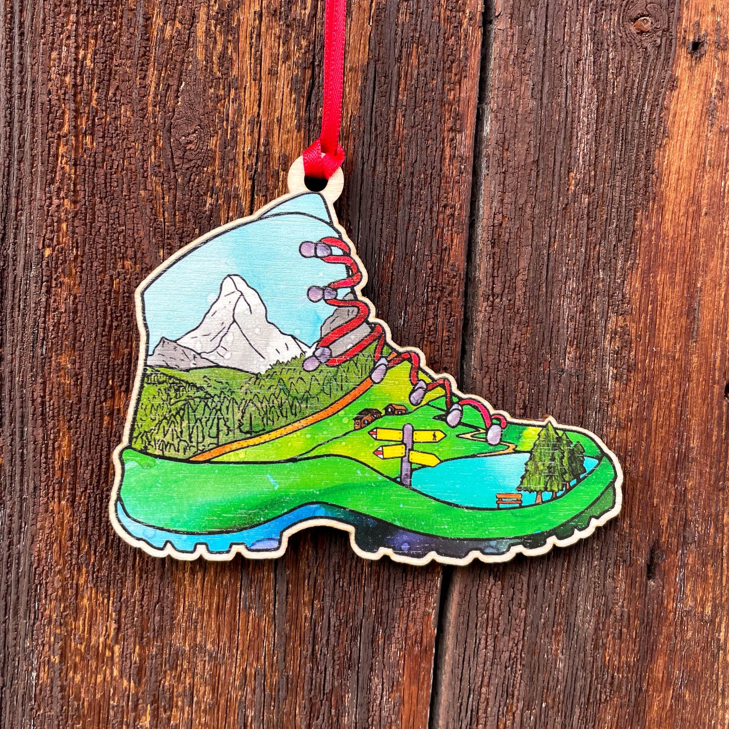 Hiking Boot Decoration -  Keepsake & Swiss Souvenir featuring The Matterhorn