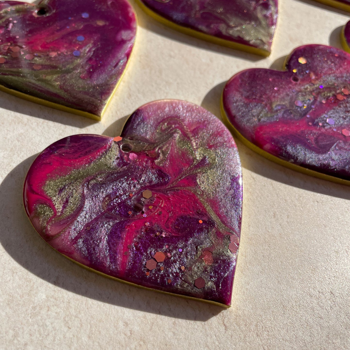 Purple, Copper and Gold Heart Hanging Decoration