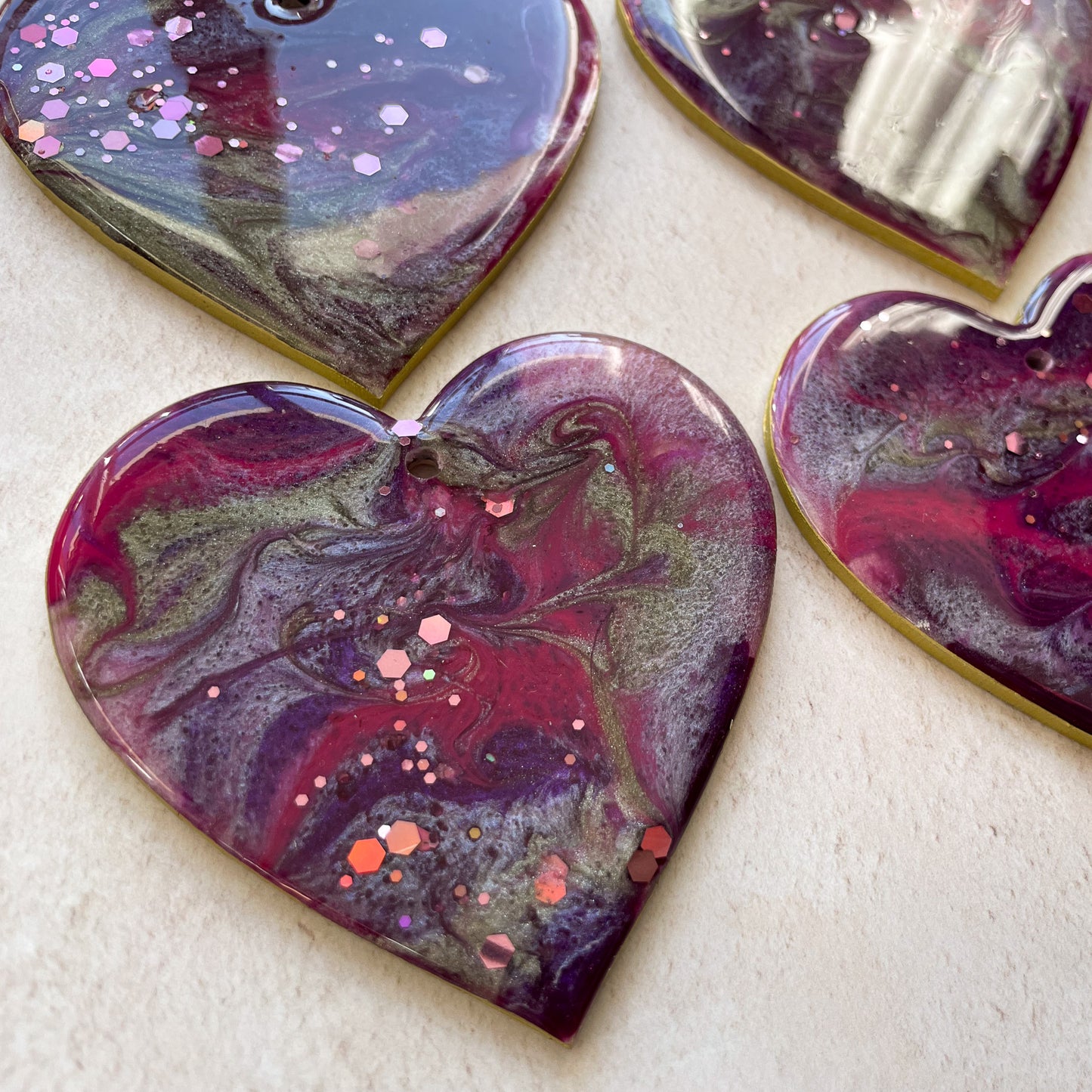 Purple, Copper and Gold Heart Hanging Decoration