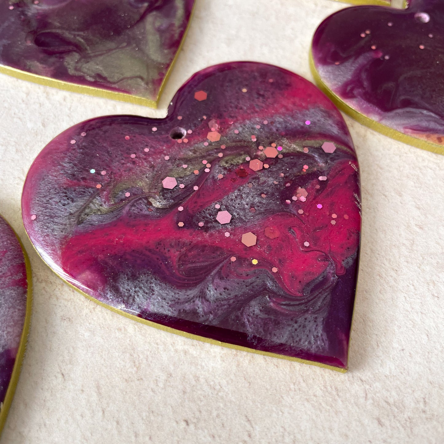 Purple, Copper and Gold Heart Hanging Decoration