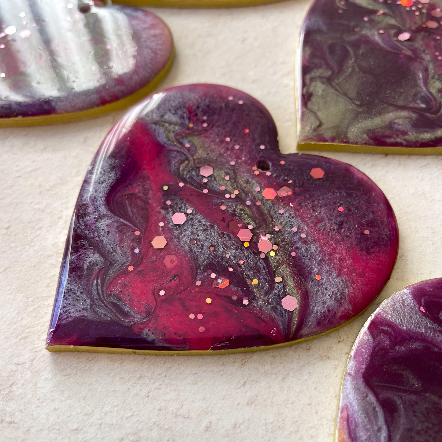 Purple, Copper and Gold Heart Hanging Decoration