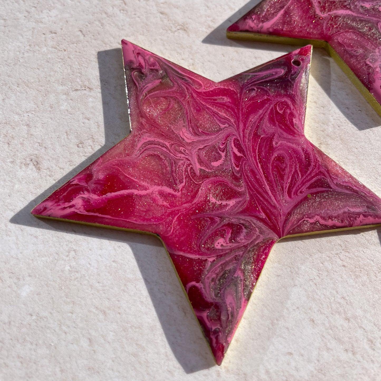 Pink and Gold Glittery Star Christmas Tree Decoration