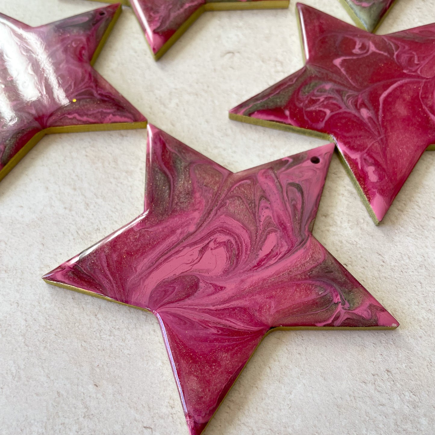 Pink and Gold Glittery Star Christmas Tree Decoration