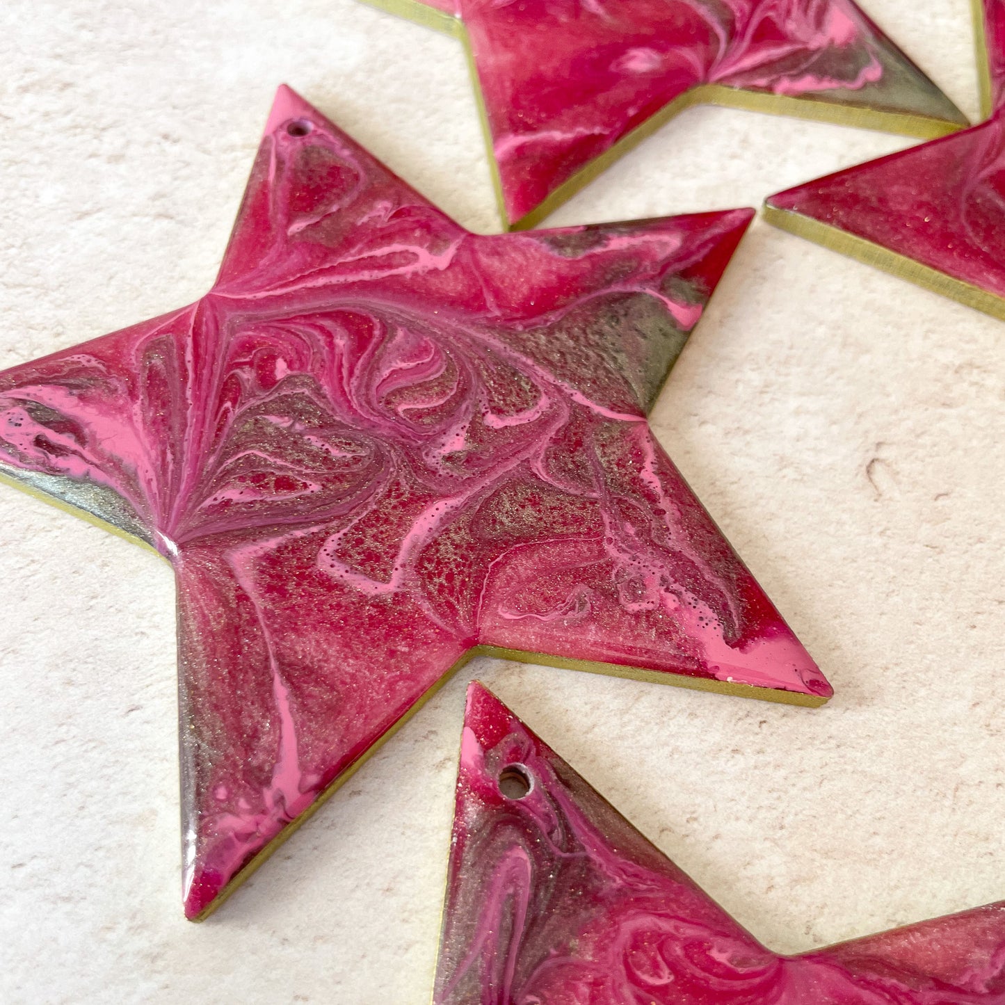Pink and Gold Glittery Star Christmas Tree Decoration