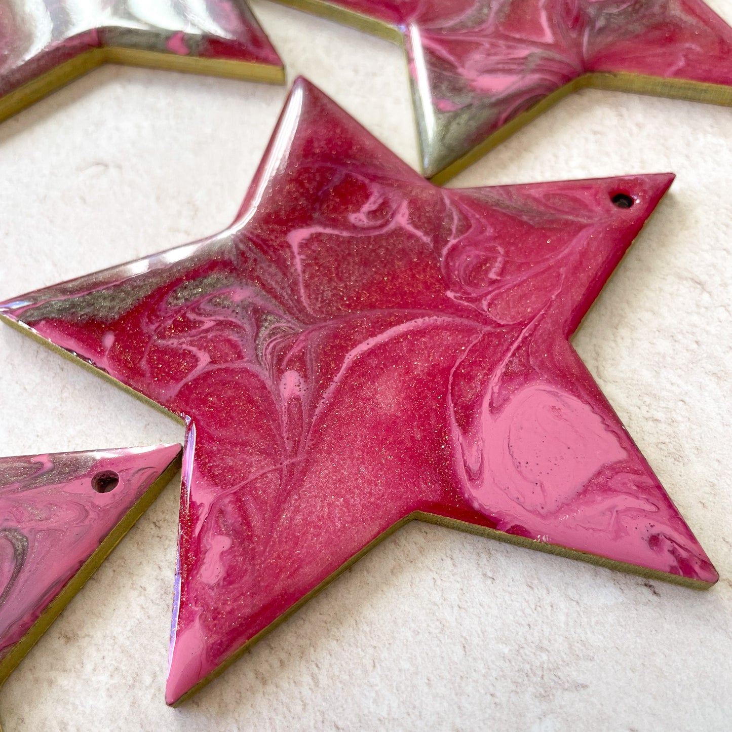 Pink and Gold Glittery Star Christmas Tree Decoration