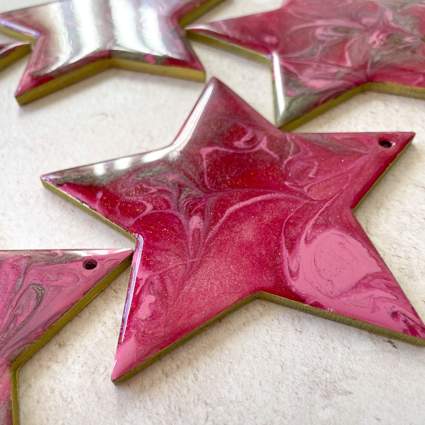 Pink and Gold Glittery Star Christmas Tree Decoration