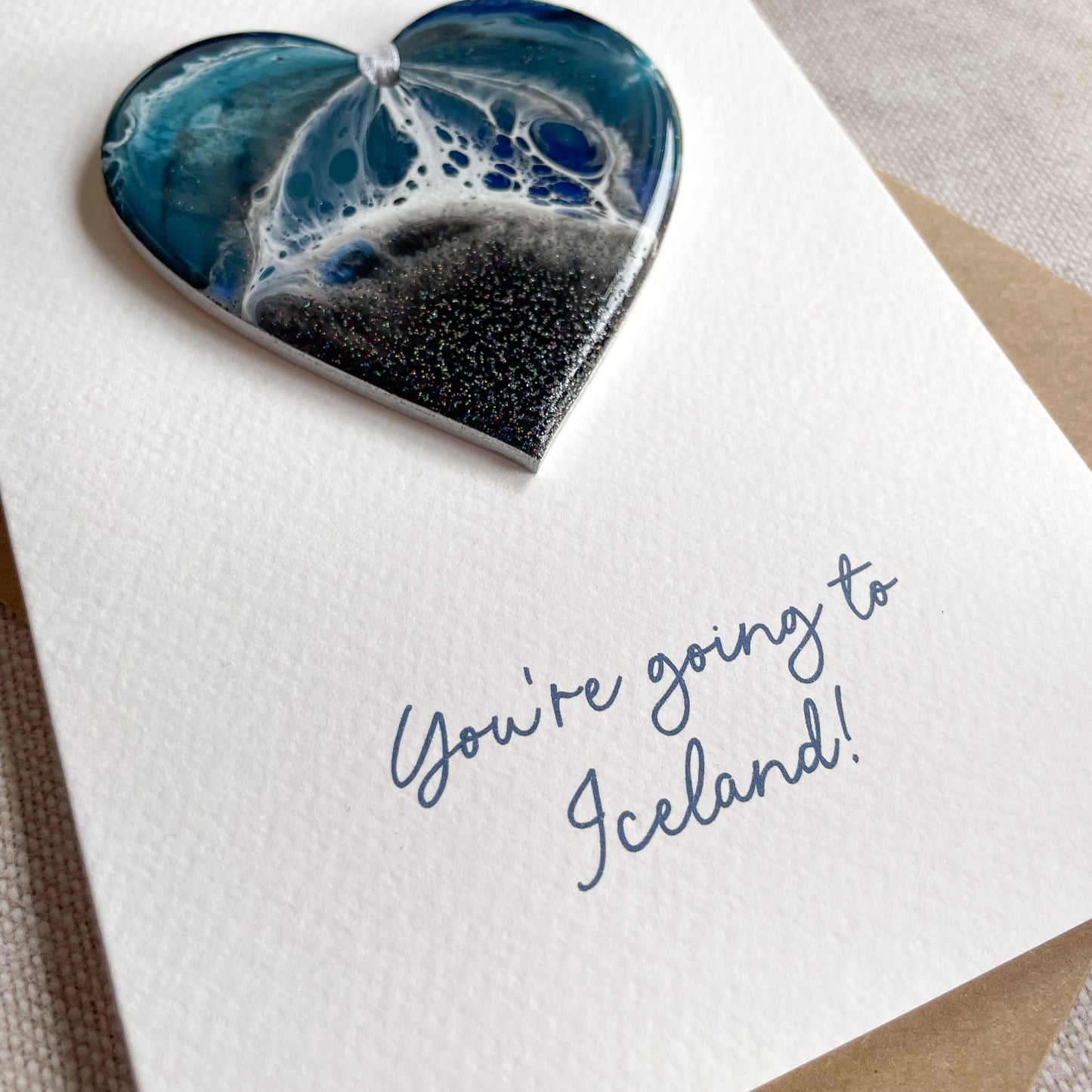 Icelandic Black Beach Heart Hanging Decoration with/without Greeting Card