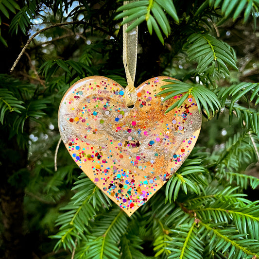 Glitter and Gold Celebration Heart Hanging Decoration