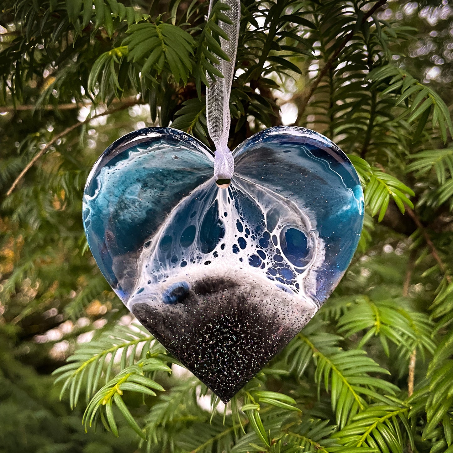 Icelandic Black Beach Heart Hanging Decoration with/without Greeting Card