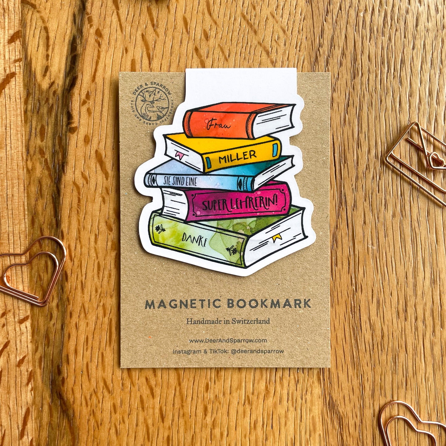 Personalised Teacher Book Magnetic Bookmark - German Version