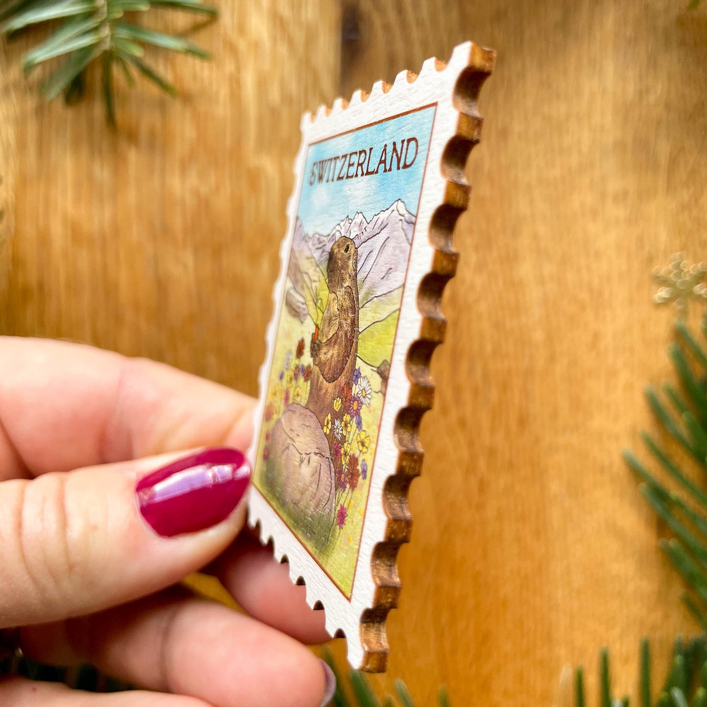 Marmot Postage-Stamp Magnet - Swiss Alps Souvenir