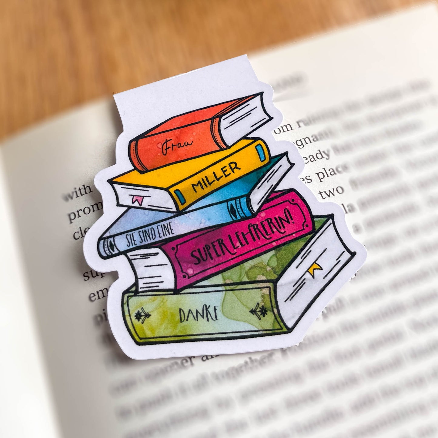 Personalised Teacher Book Magnetic Bookmark - German Version