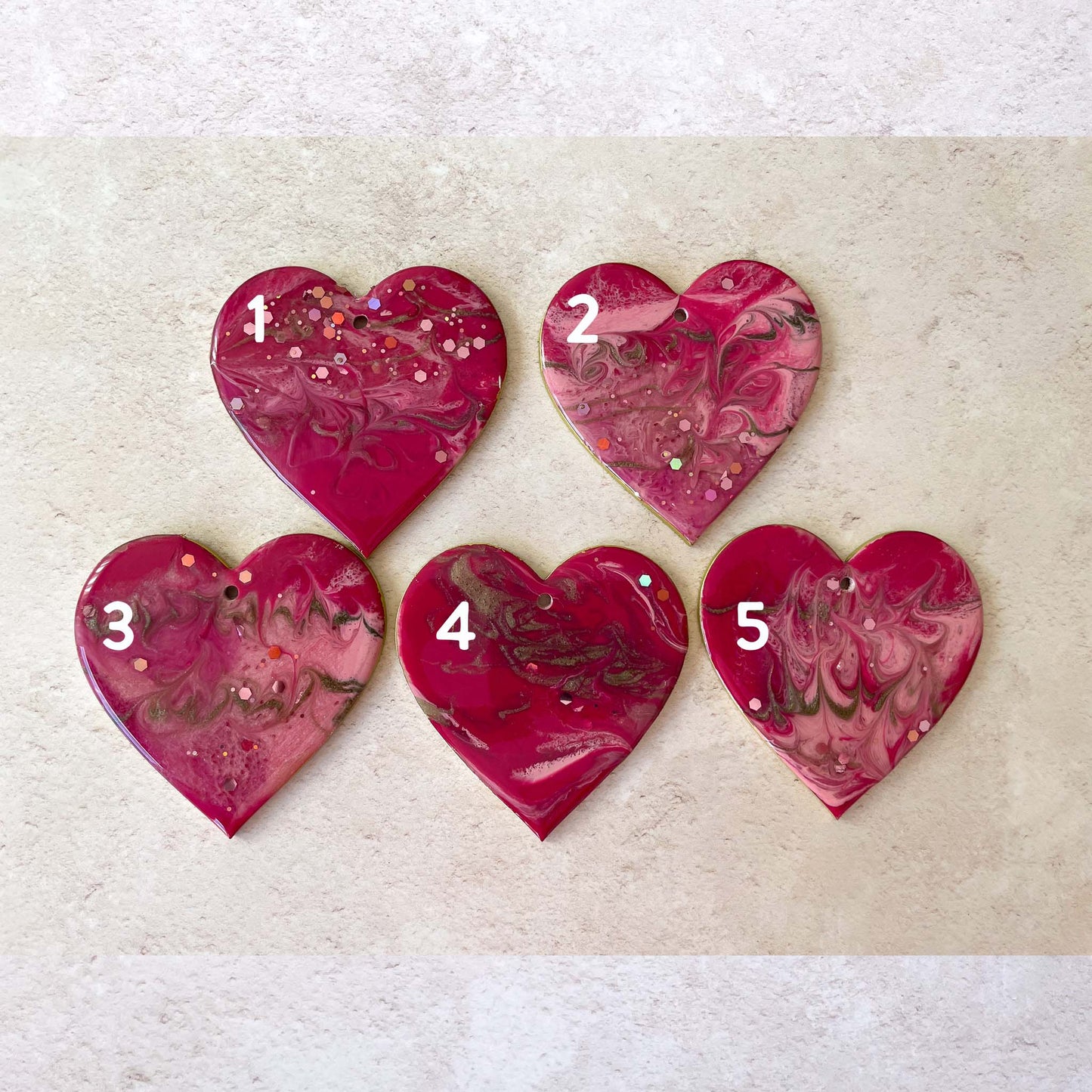 Pink & Gold Glittery Heart Christmas Tree Decoration