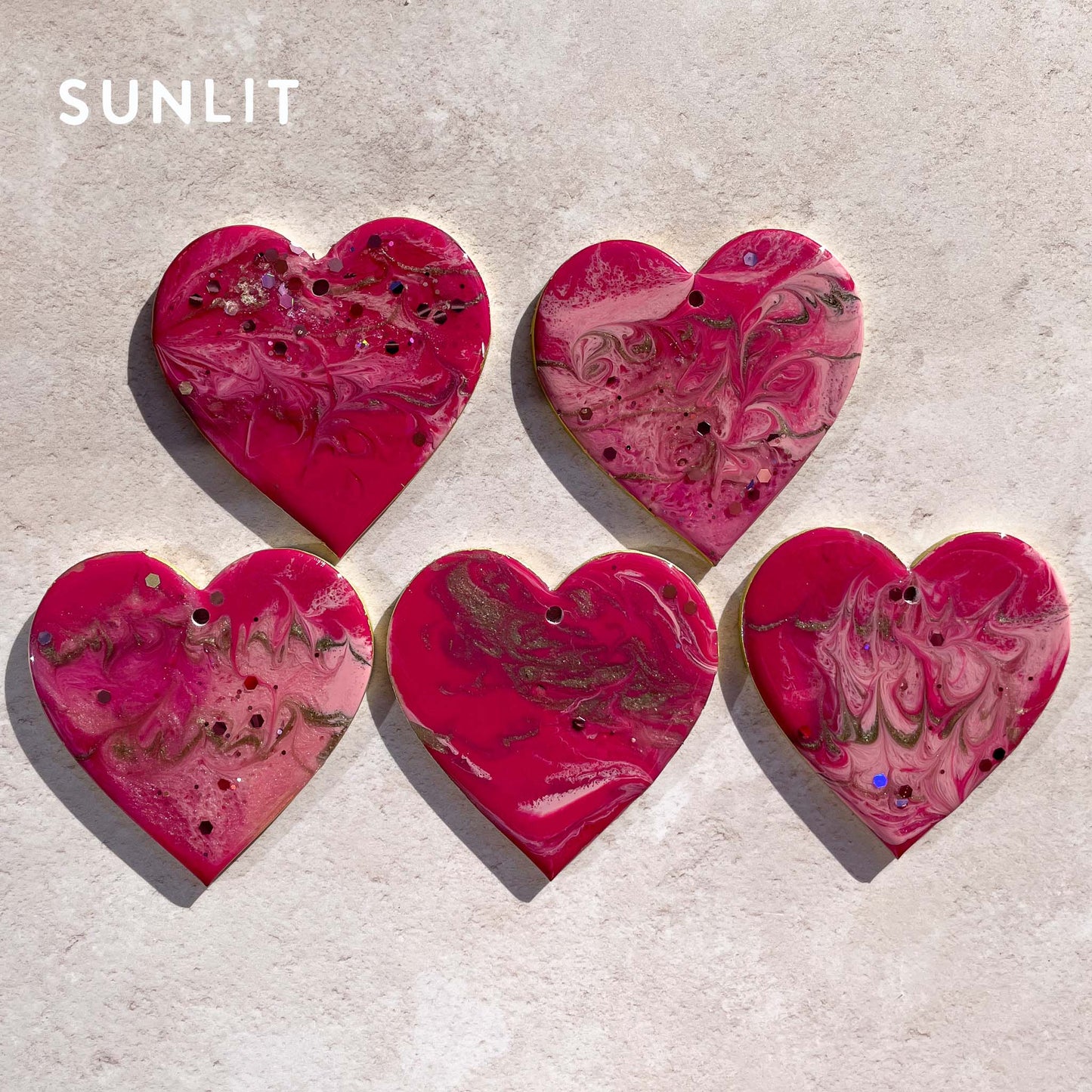 Pink & Gold Glittery Heart Christmas Tree Decoration