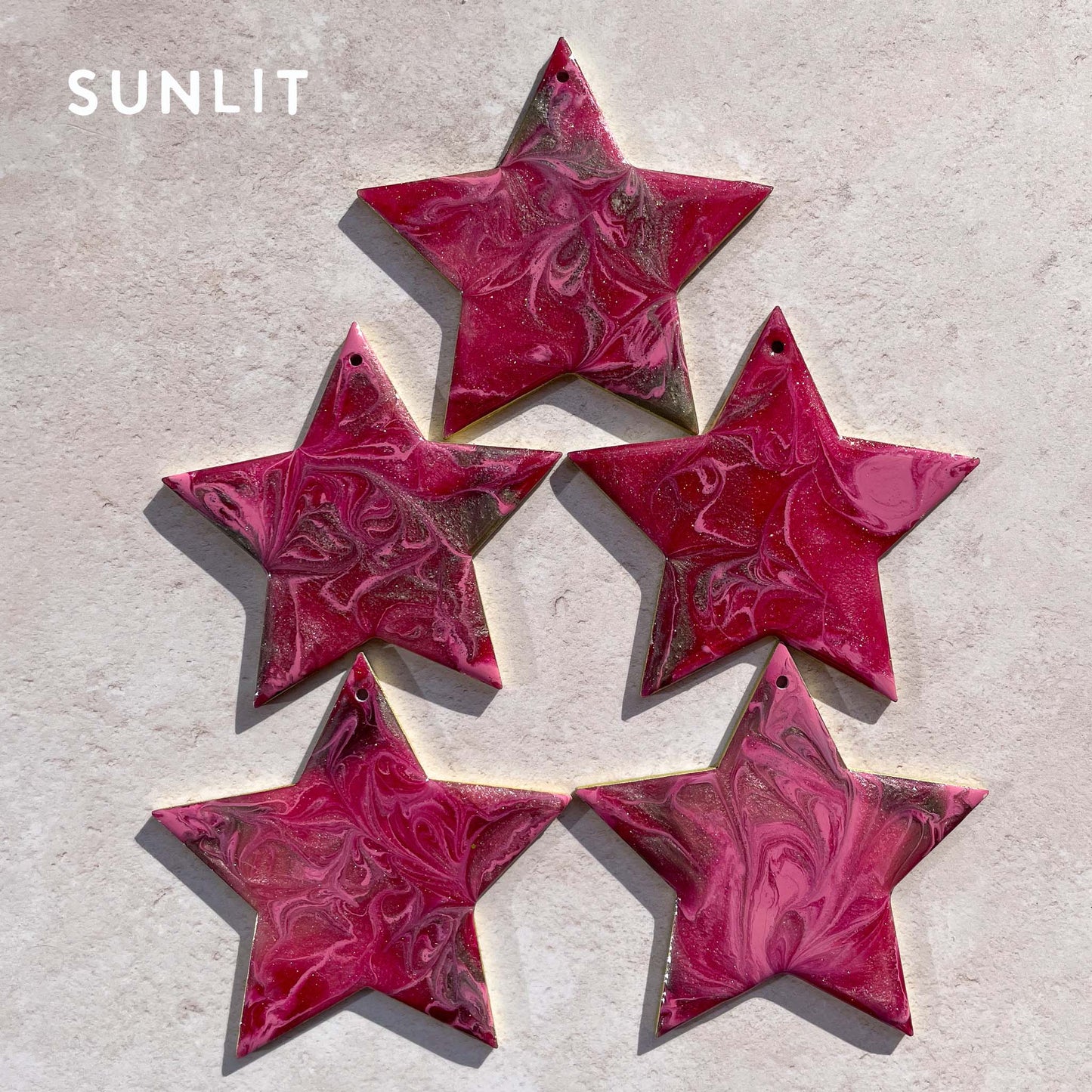 Pink and Gold Glittery Star Christmas Tree Decoration