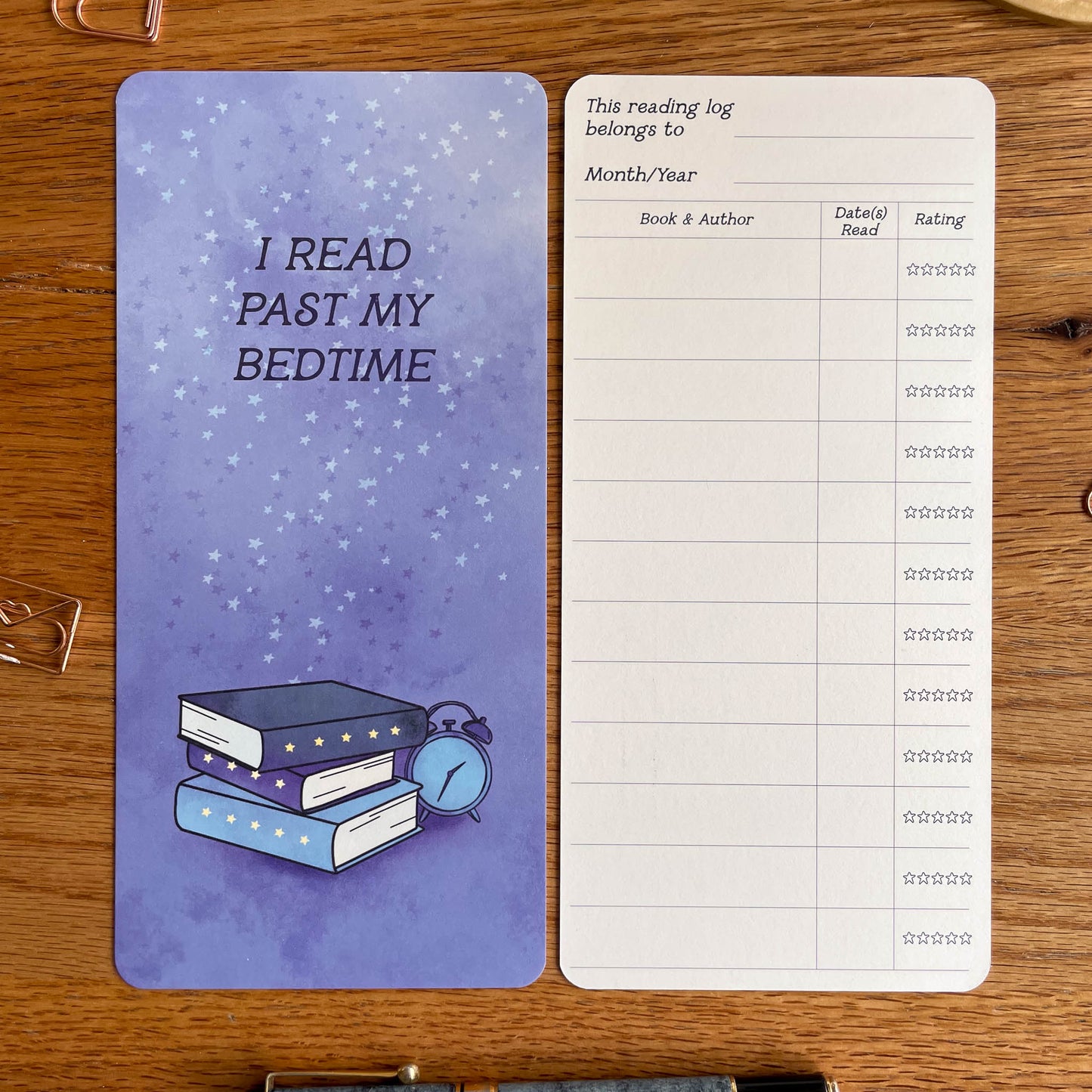 Reading Log Bookmark - Single, Set of 3, or Book Club Pack (10)