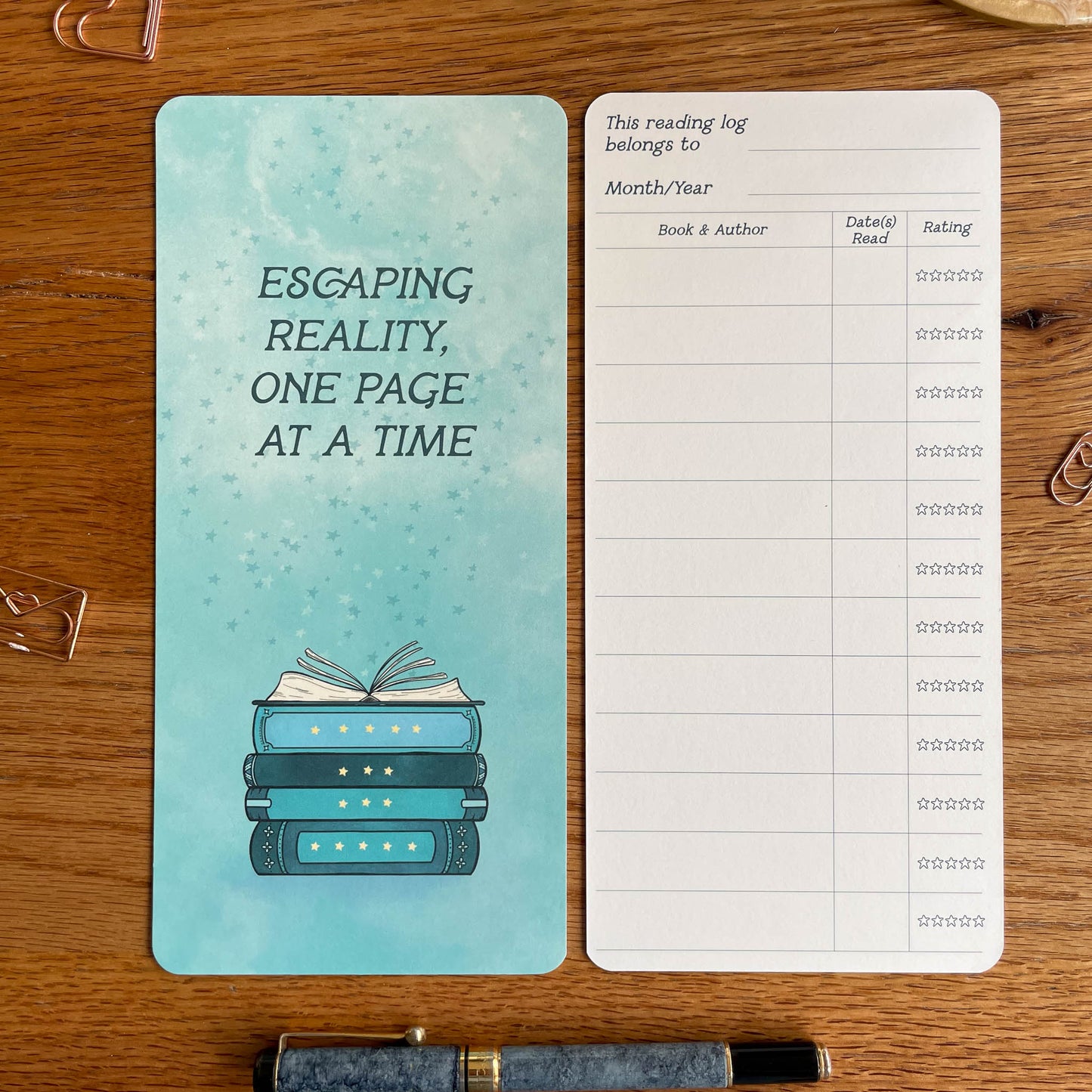 Reading Log Bookmark - Single, Set of 3, or Book Club Pack (10)