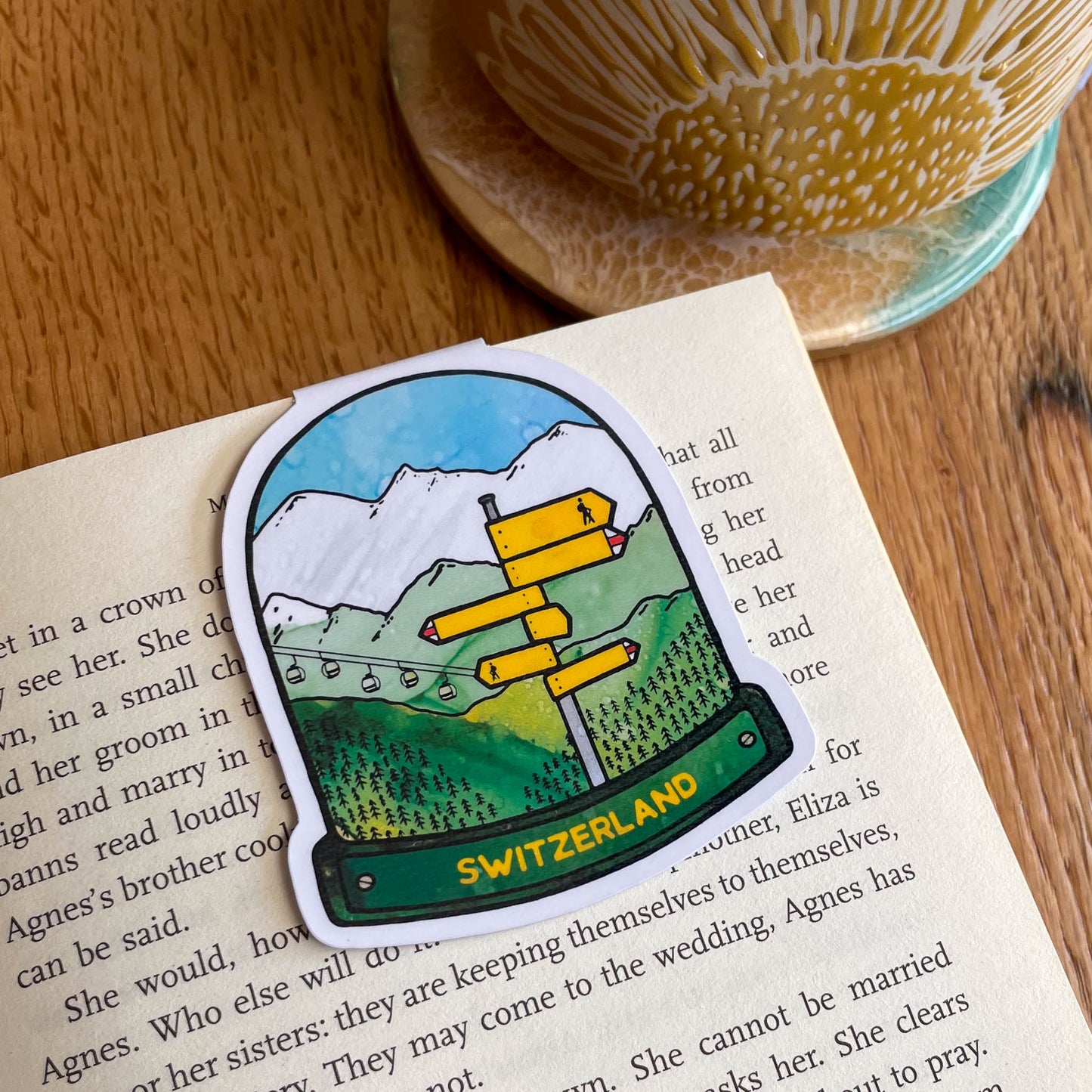 Magnetic Bookmark with Swiss Hiking Illustration
