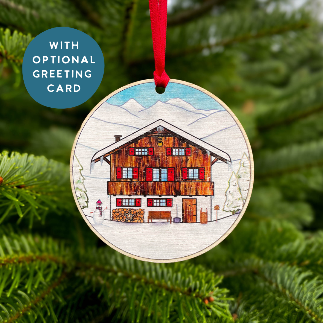 Hanging Decoration of a Swiss mountain chalet in winter in the Swiss Alps