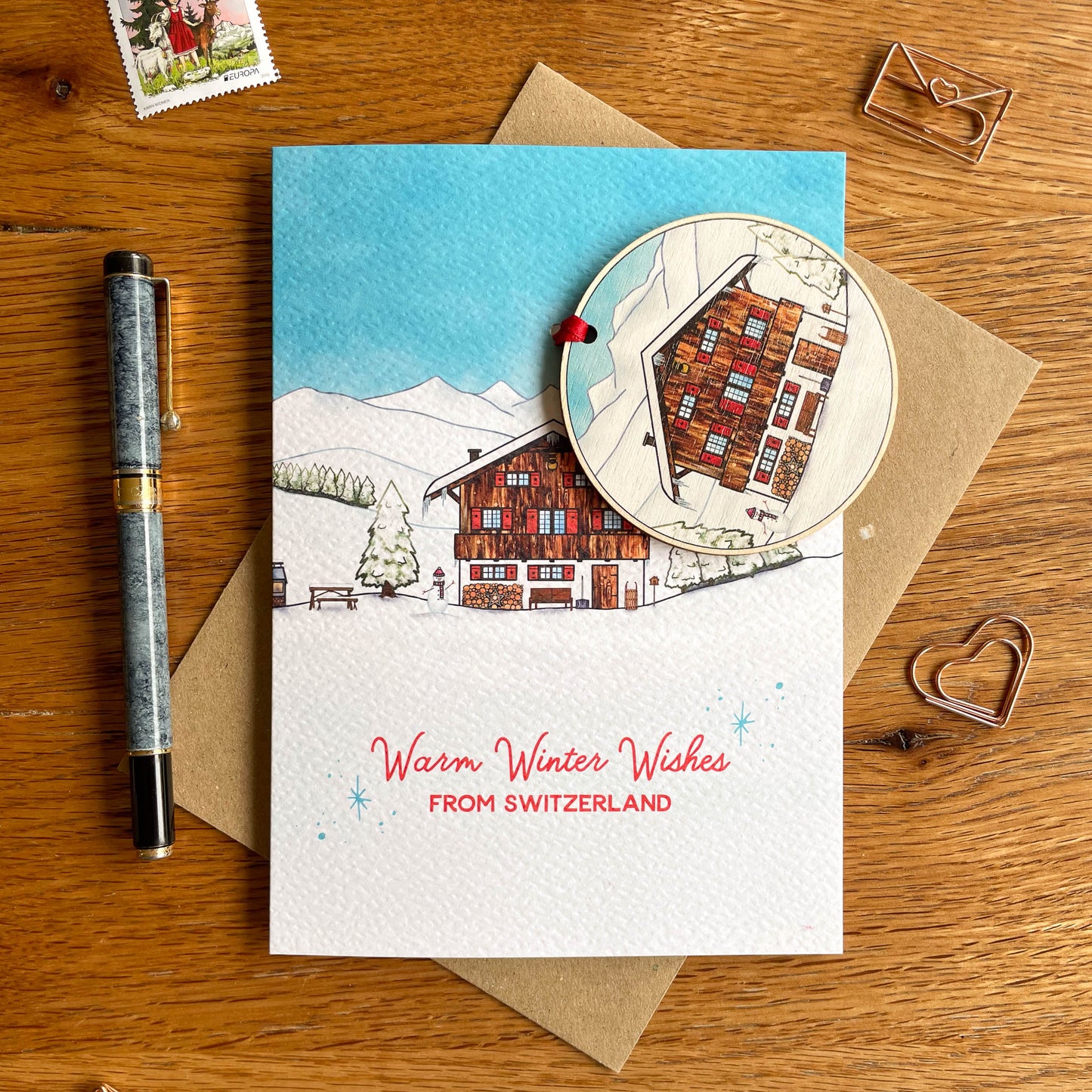 Hanging Decoration of a Swiss mountain chalet in winter in the Swiss Alps