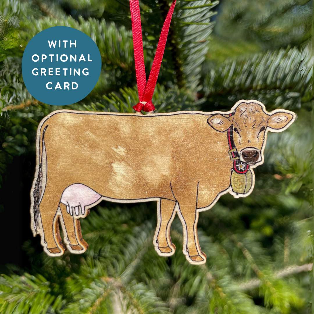 Swiss Cow Souvenir Decoration with/without greeting card
