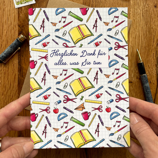 German Language Teacher Thank You Card – Swiss School End of Year Card