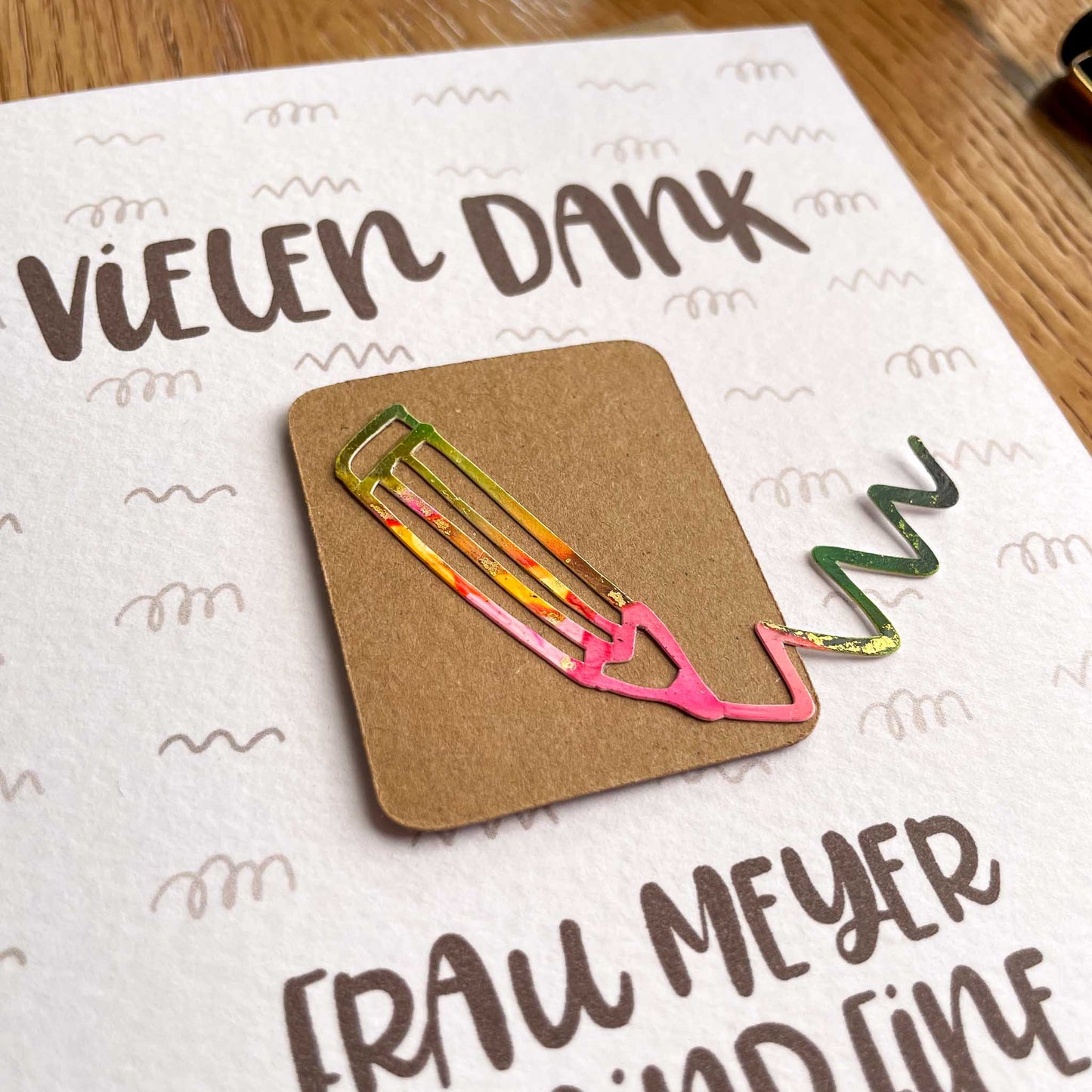 Personalised Teacher Appreciation Card in German - Pencil Design