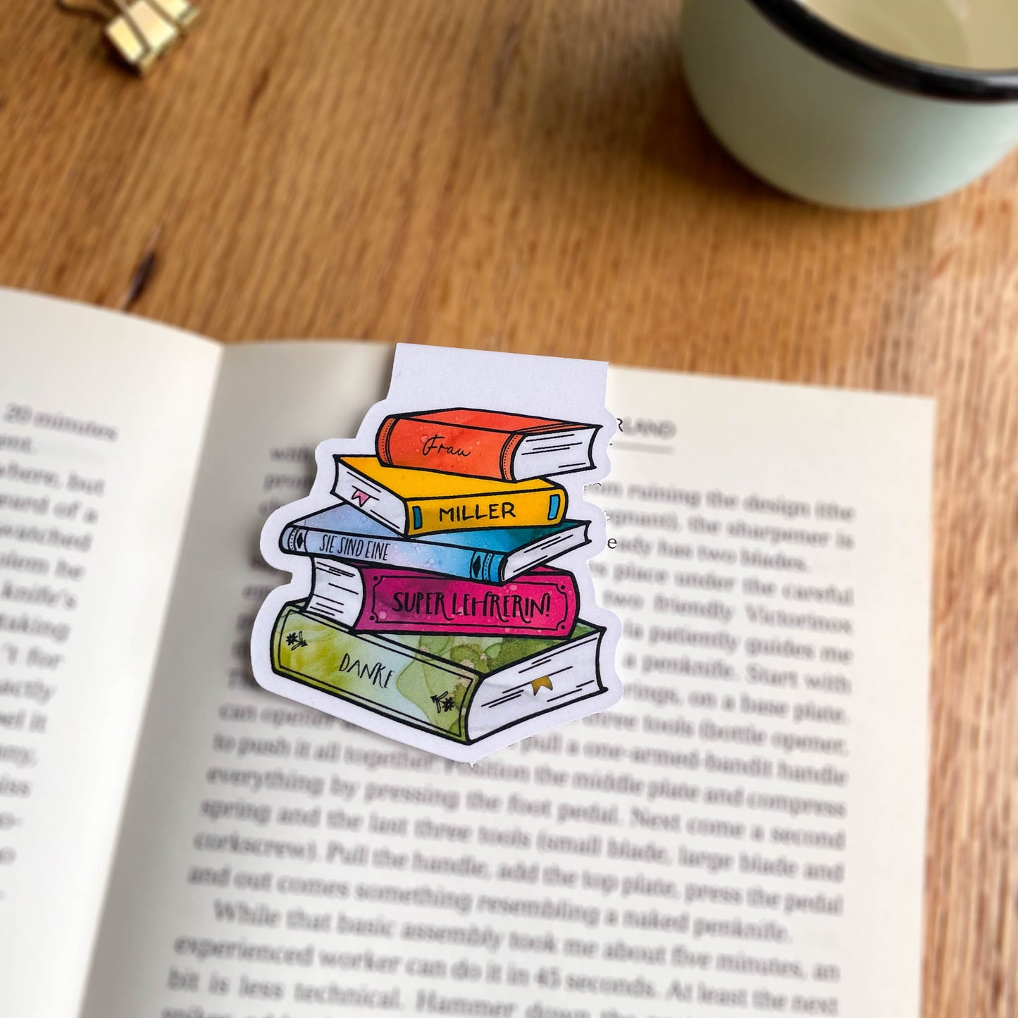 Personalised Teacher Book Magnetic Bookmark - German Version