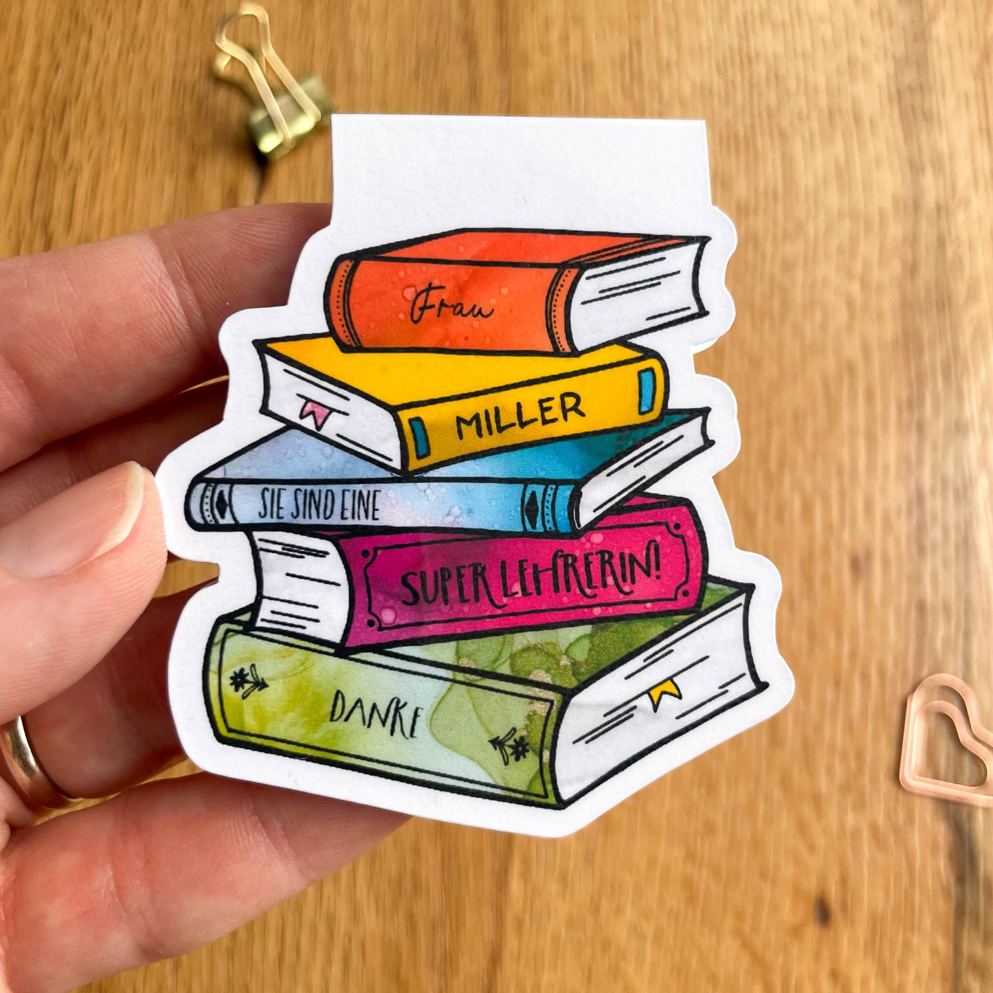 Personalised Teacher Book Magnetic Bookmark - German Version