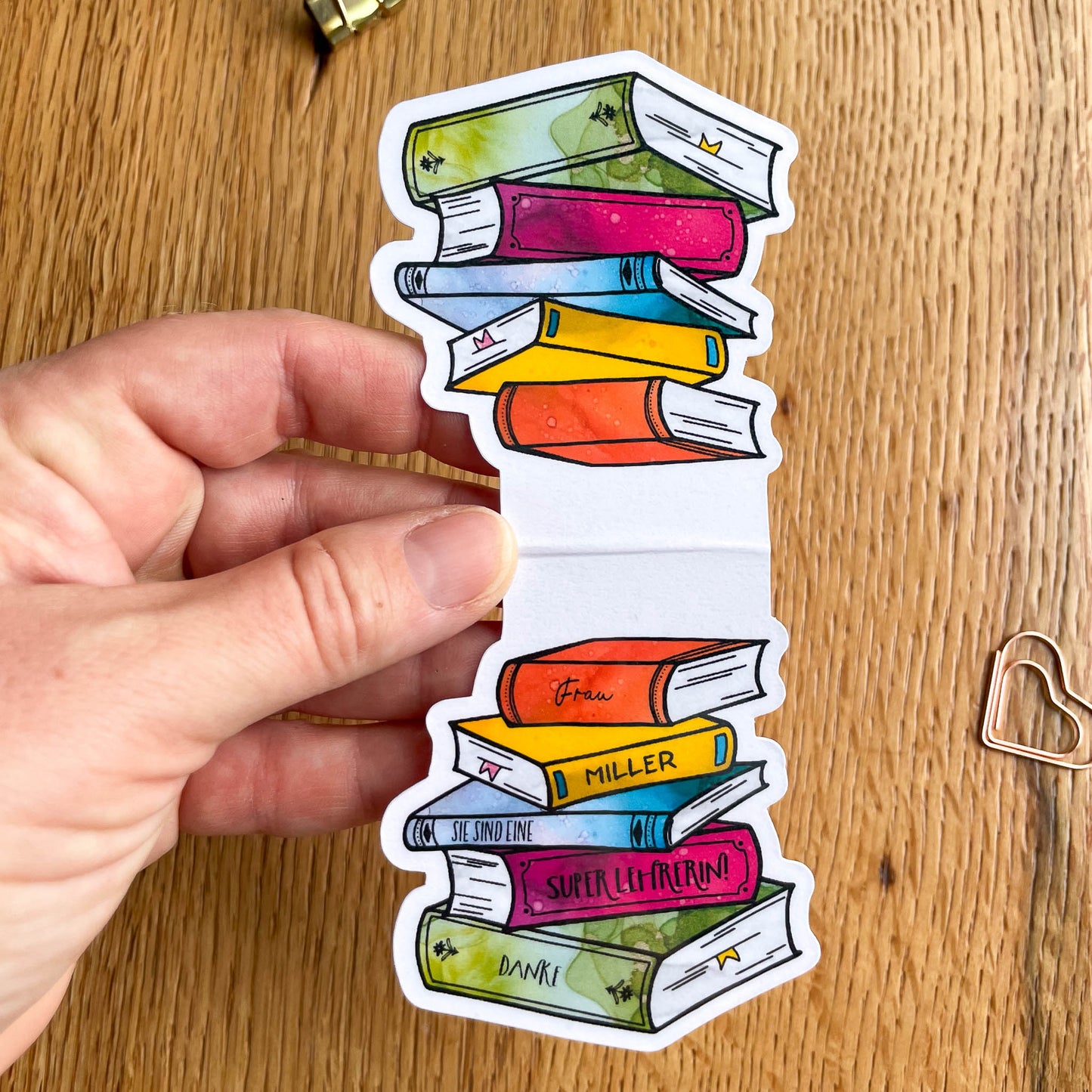 Personalised Teacher Book Magnetic Bookmark - German Version
