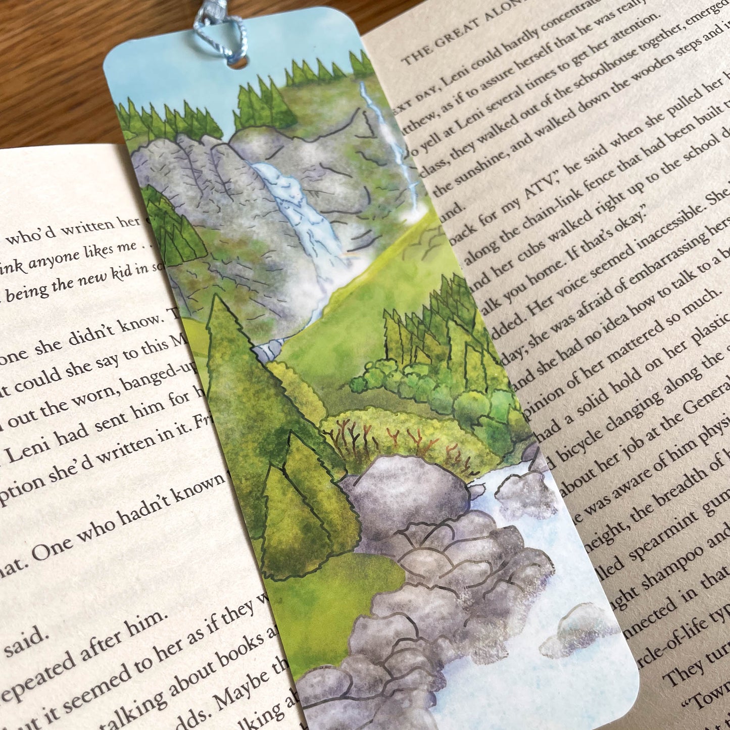 Stäubifall Tassel Bookmark - Swiss Waterfall Illustration