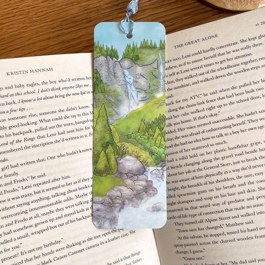 Stäubifall Tassel Bookmark - Swiss Waterfall Illustration