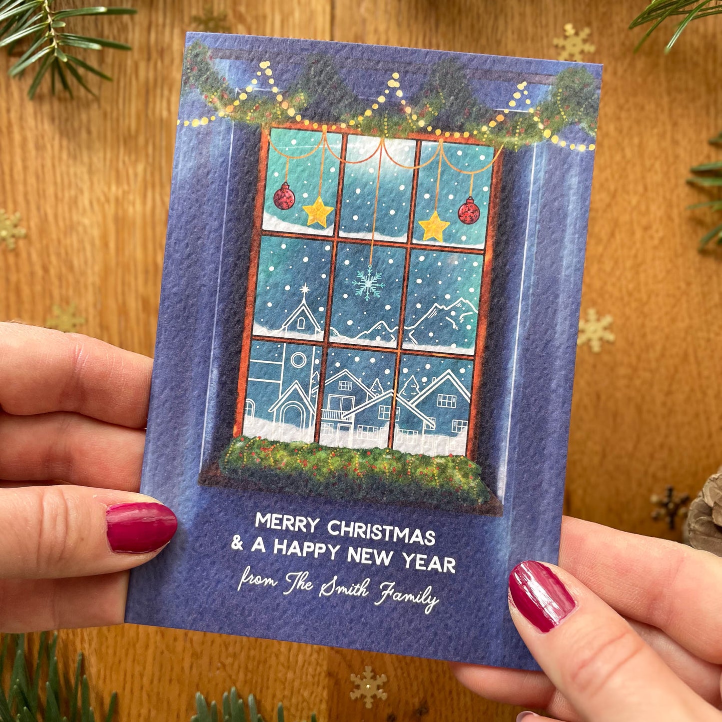 Set of Personalised Family Christmas Card - Adventsfenster