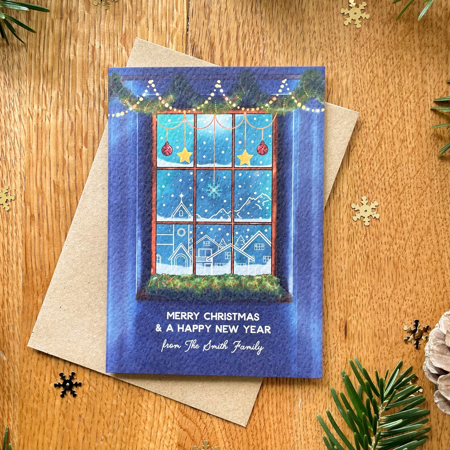 Set of Personalised Family Christmas Card - Adventsfenster