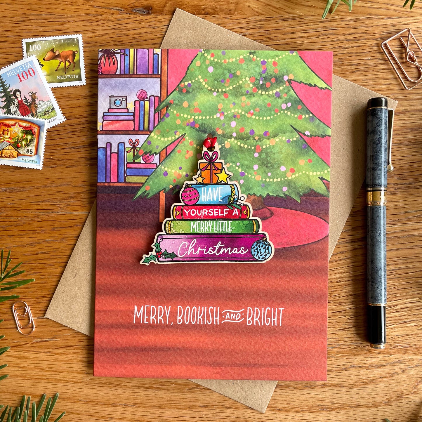 Book Stack Christmas Tree Ornament