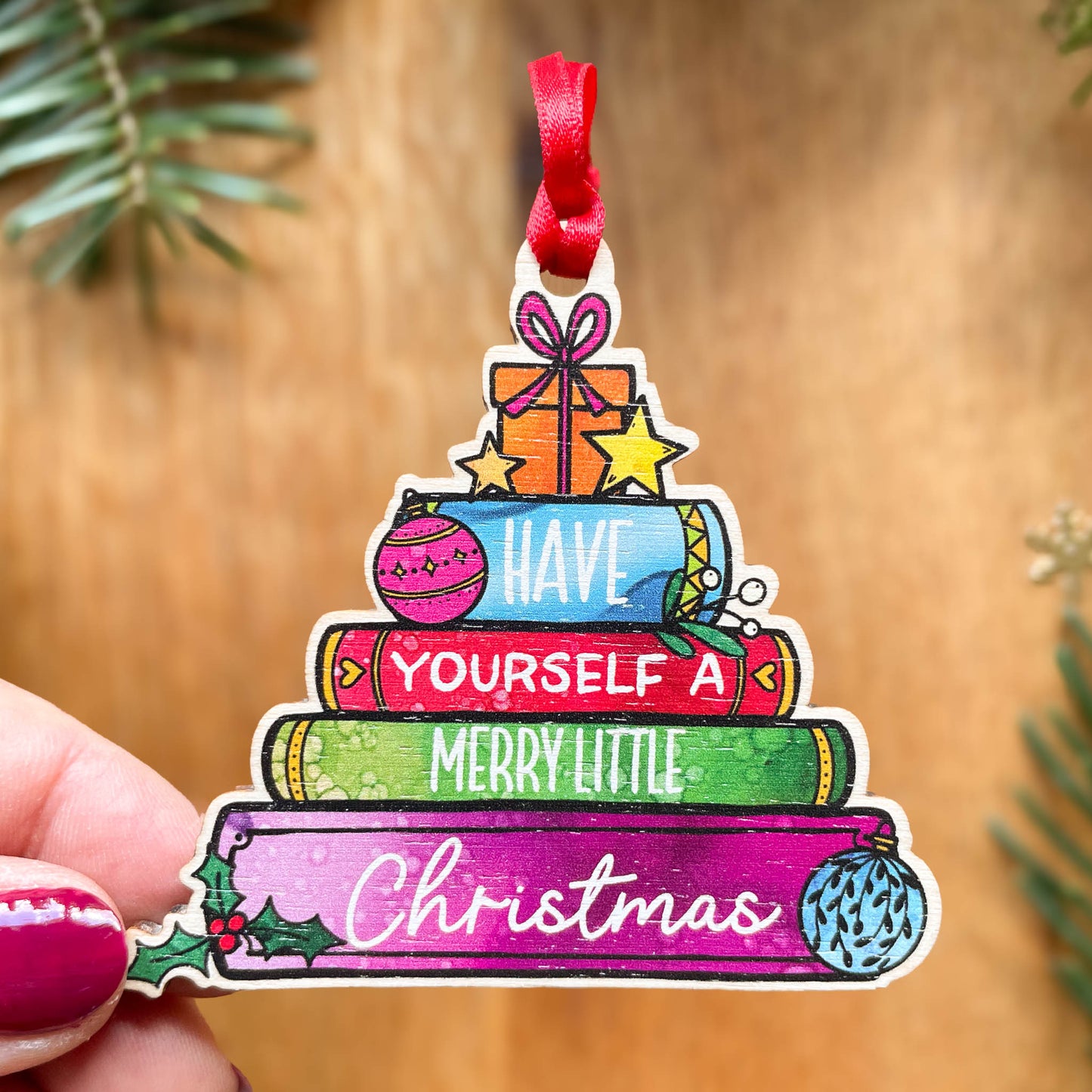 Book Stack Christmas Tree Ornament