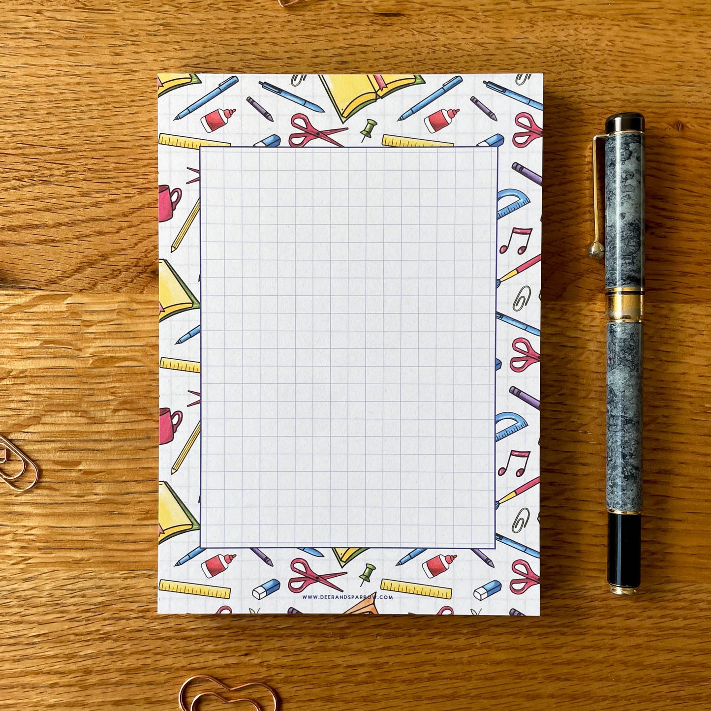 Stationery Supplies Border A6 Squared-Grid Notepad - Teacher Gift