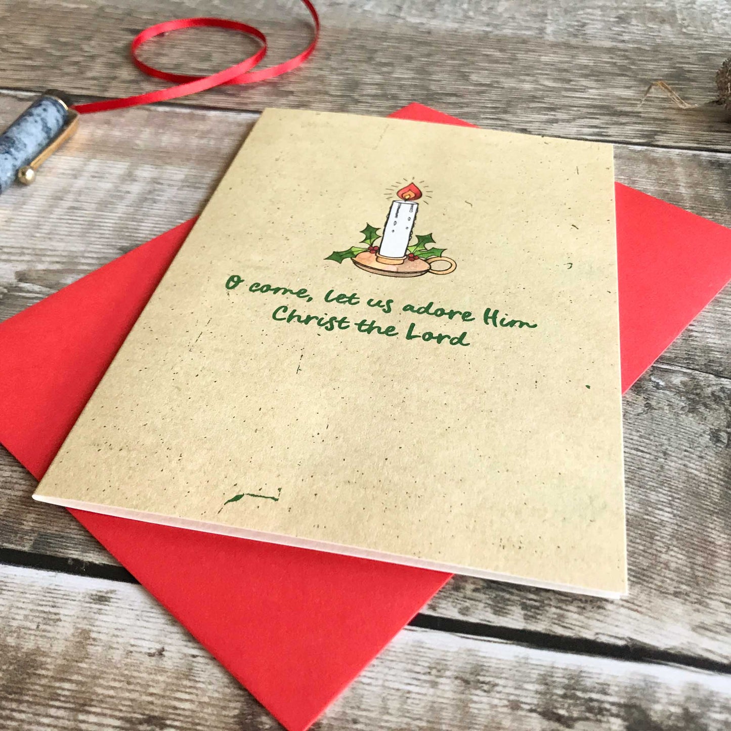O Come Let us Adore Him Christmas Card