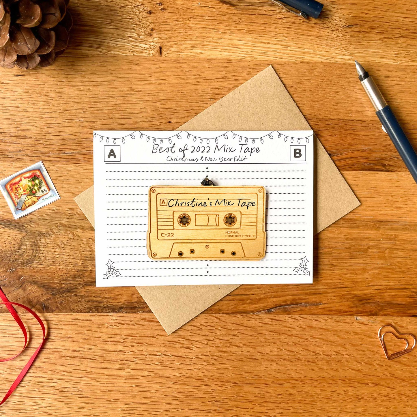 Personalised Mix Tape Cassette Decoration & Greeting Card