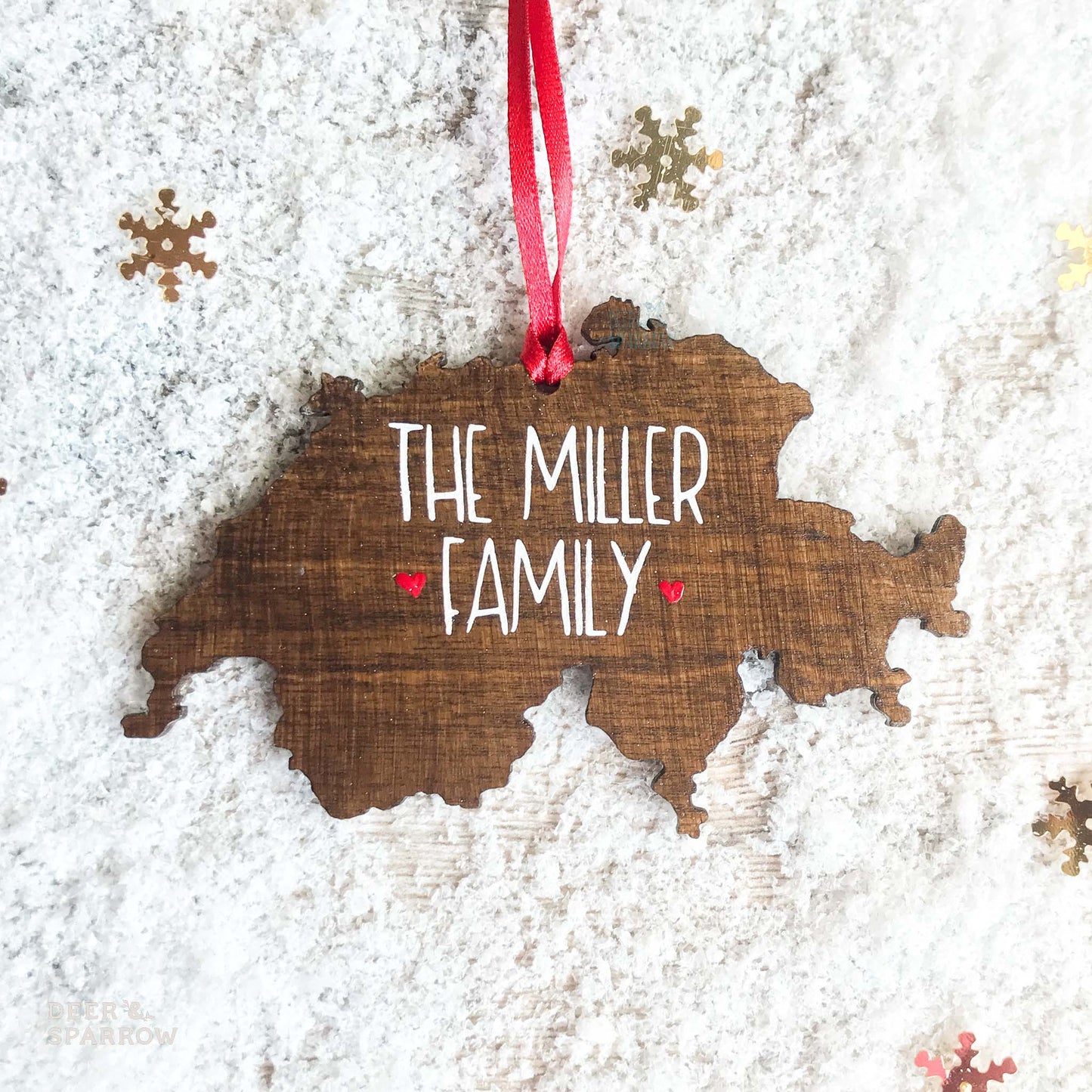 Personalised Switzerland Shaped Decoration