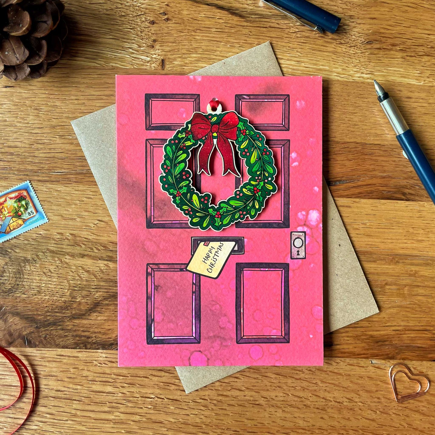 Christmas Wreath Decoration & Greeting Card