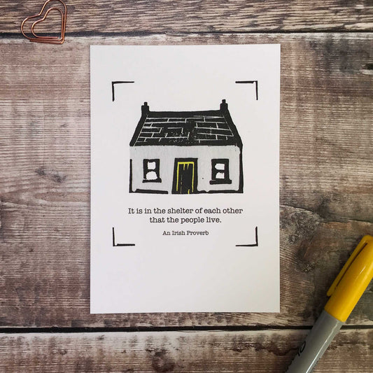 Irish Cottage & Irish Proverb Print