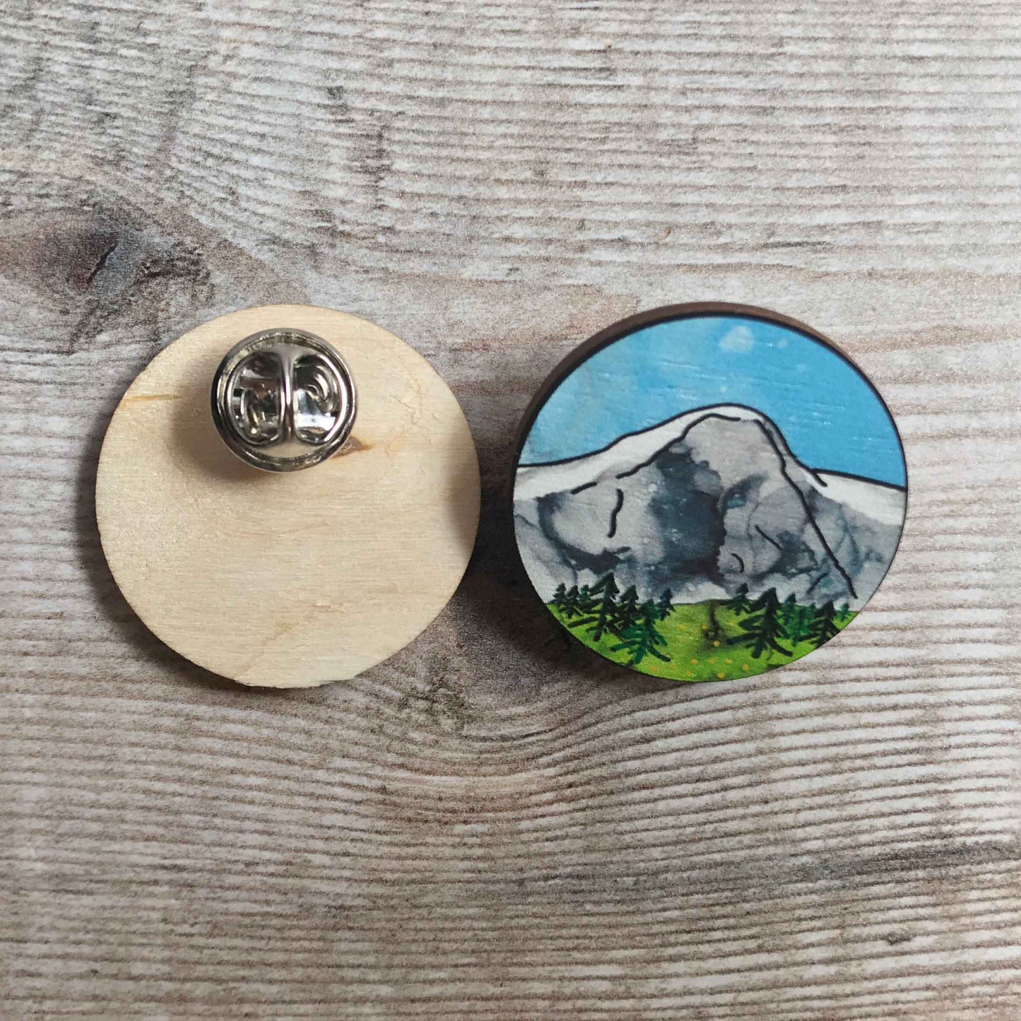 Alps Wooden Pin Badge