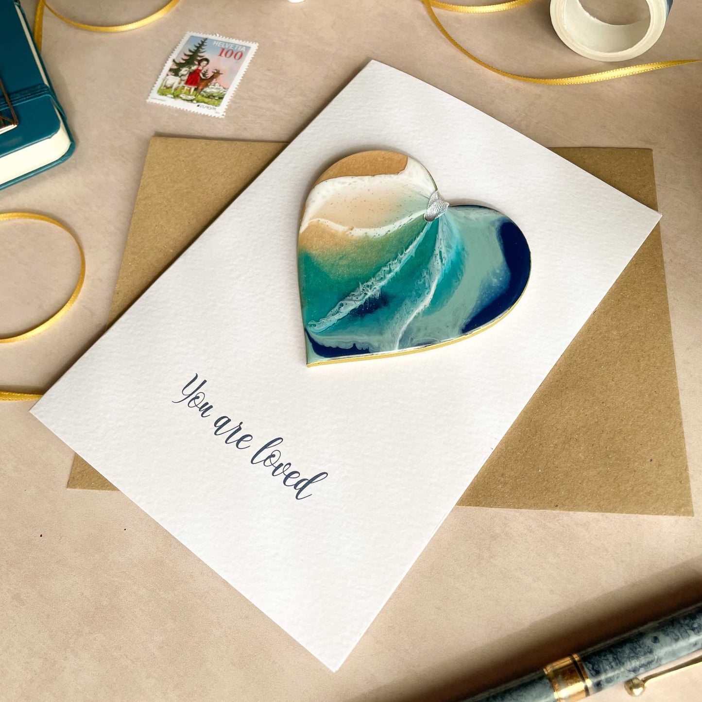 Ocean Heart Hanging Decoration with/without Greeting Card
