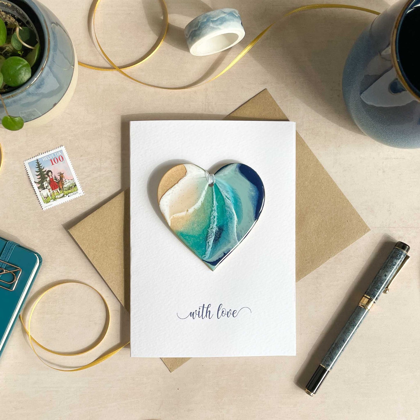 Ocean Heart Hanging Decoration with/without Greeting Card