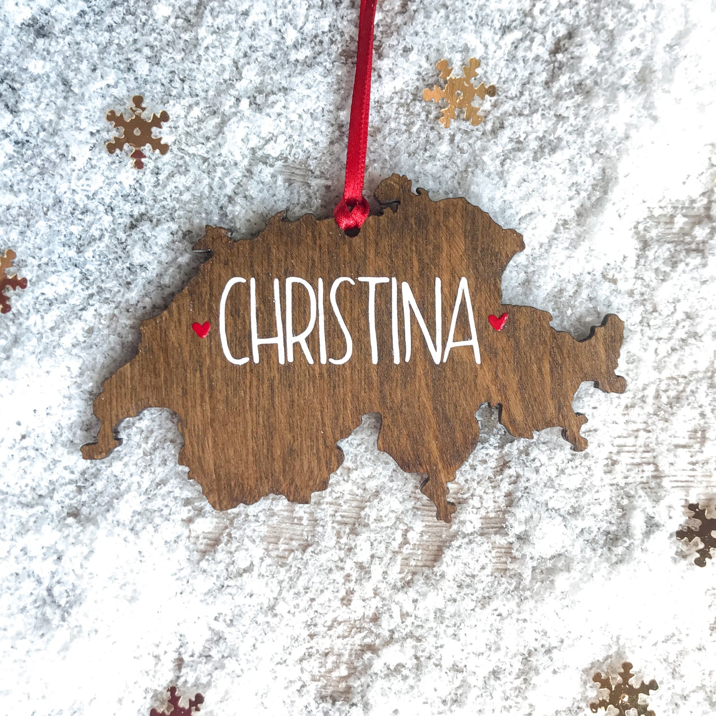 Personalised Switzerland Shaped Decoration