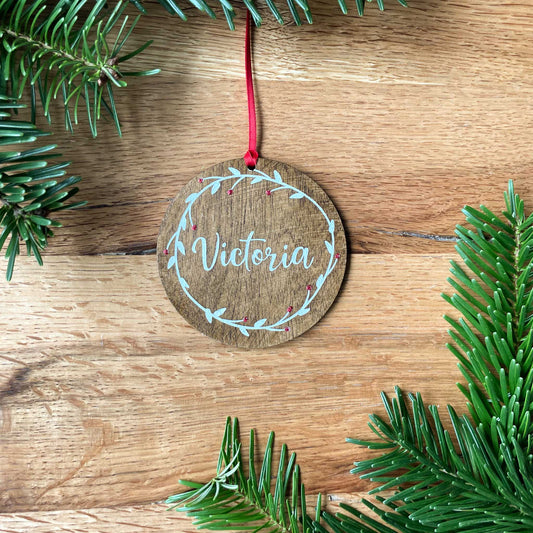 Personalised Christmas Wreath Tree Ornament