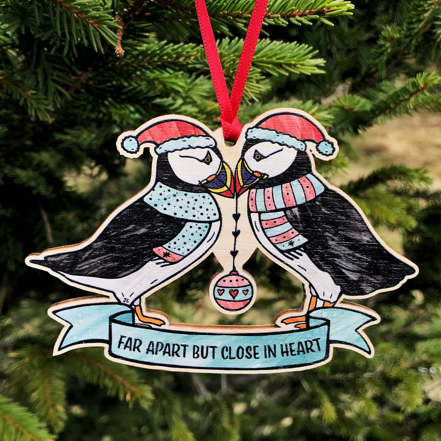 Across the Miles Puffin Christmas Card